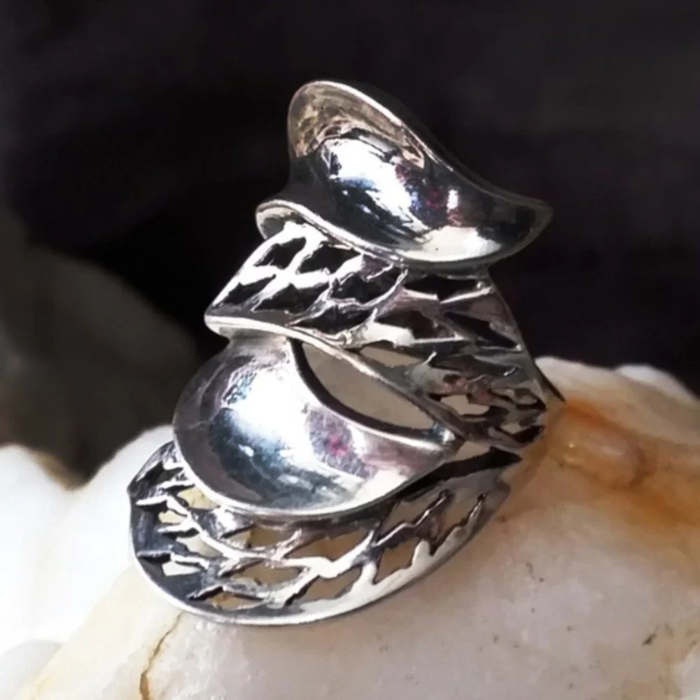 Solid Sterling Silver 925 Ring Statement PIXI Designer Contemporary Jewelry